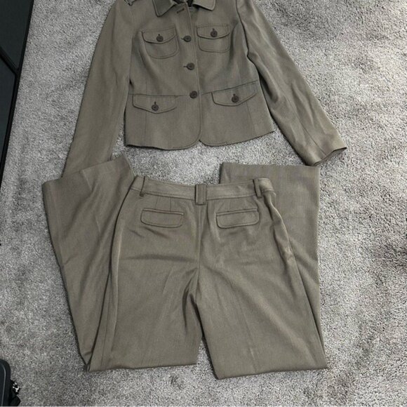 Ann Taylor LOFT Safari Suit Set Taupe Utility Chic Size 6 Workwear - Picture 11 of 16